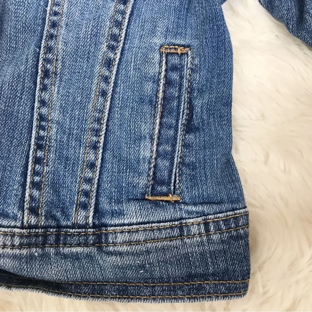OLD NAVY Girls‎ Button Front Blue Jean Denim Jacket Long Sleeve Size Small